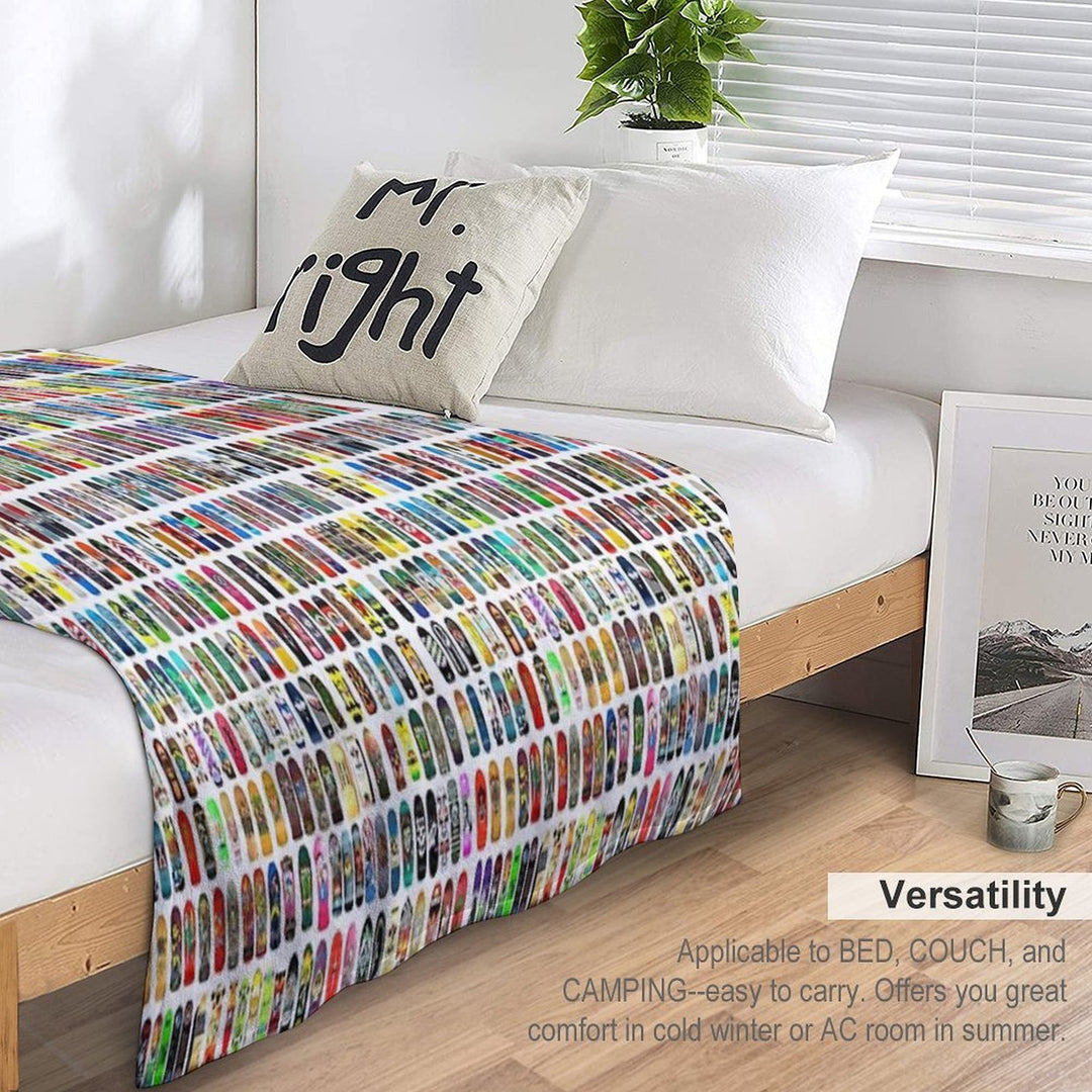 Vintage Skateboard Print Anti-pilling Throw Blanket