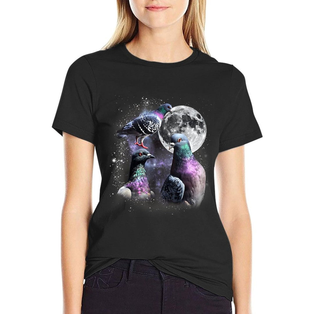 Funny Three Pigeon Moon Weird Cursed Meme 3 Pigeon Silly  Wrinkle-resistant T-Shirt