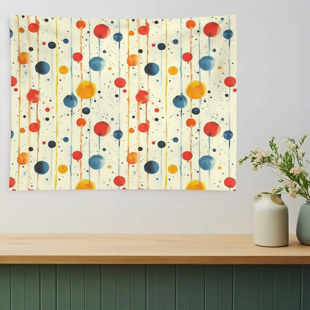 Grunge Watercolor Shapes – Blue, Yellow & Red Pattern Tapestry