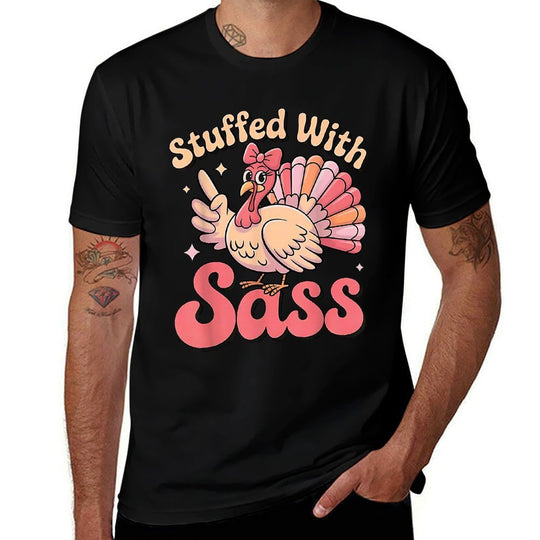 Stuffed with Sass Turkey Kids Girl Thanksgiving Toddler  Durable T-Shirt