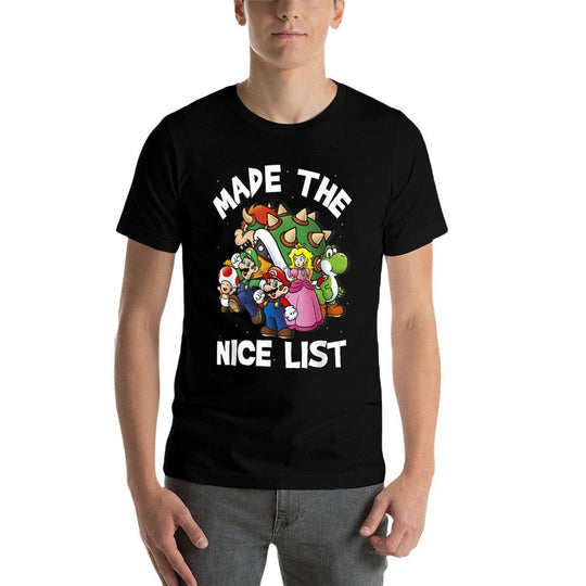 Super Mario Christmas Made The Nice List Group Shot  Eco-friendly Material T-Shirt