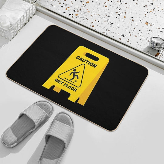 Caution Wet Floor Sign - Funny Slippery Surface Sign  Long-Lasting Bath Mat