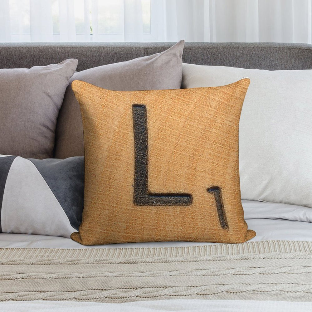 Letter Tile 'L' Soft Anti-Pilling Throw Pillow