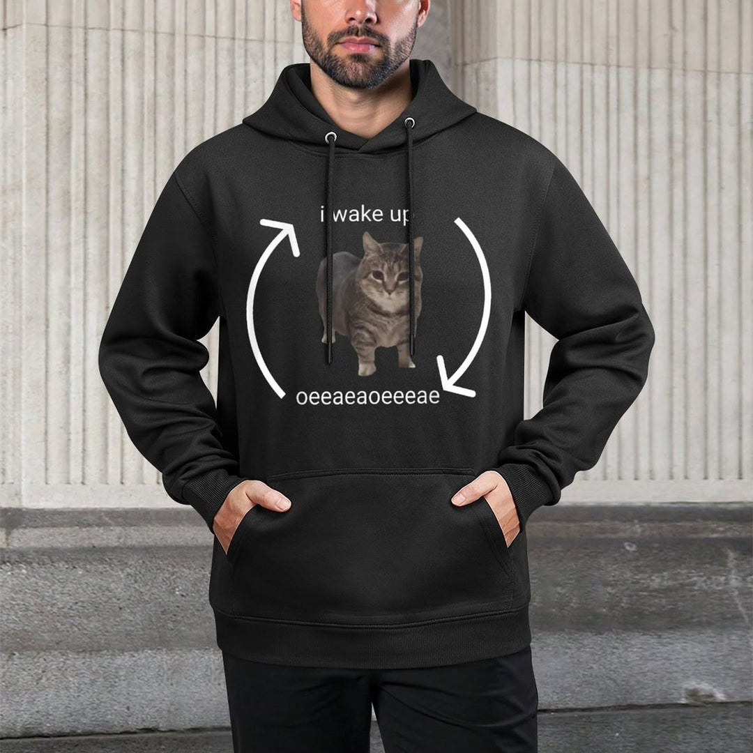 OIIA OIIA Spinning Cat Meme Funny Trendy Cat Lovers Art Men Women Adjustable Hood Hoodie