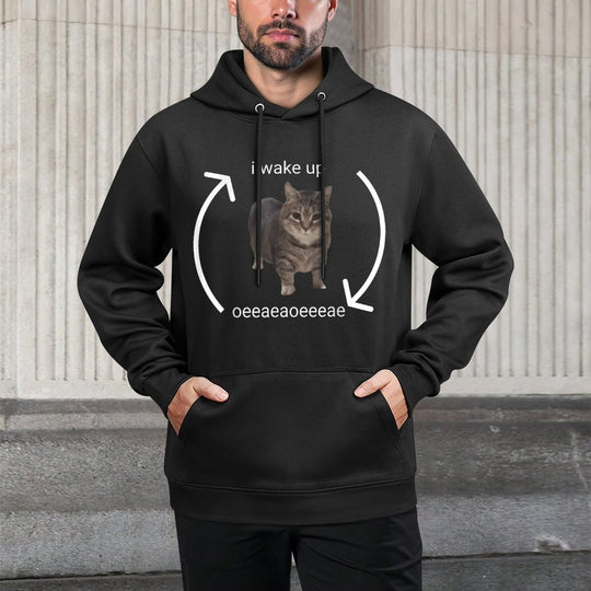 OIIA OIIA Spinning Cat Meme Funny Trendy Cat Lovers Art Men Women Adjustable Hood Hoodie