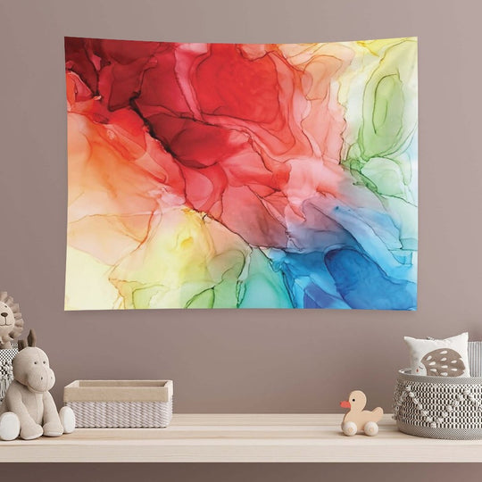 Rainbow Good Vibes Abstract Painting Tapestry