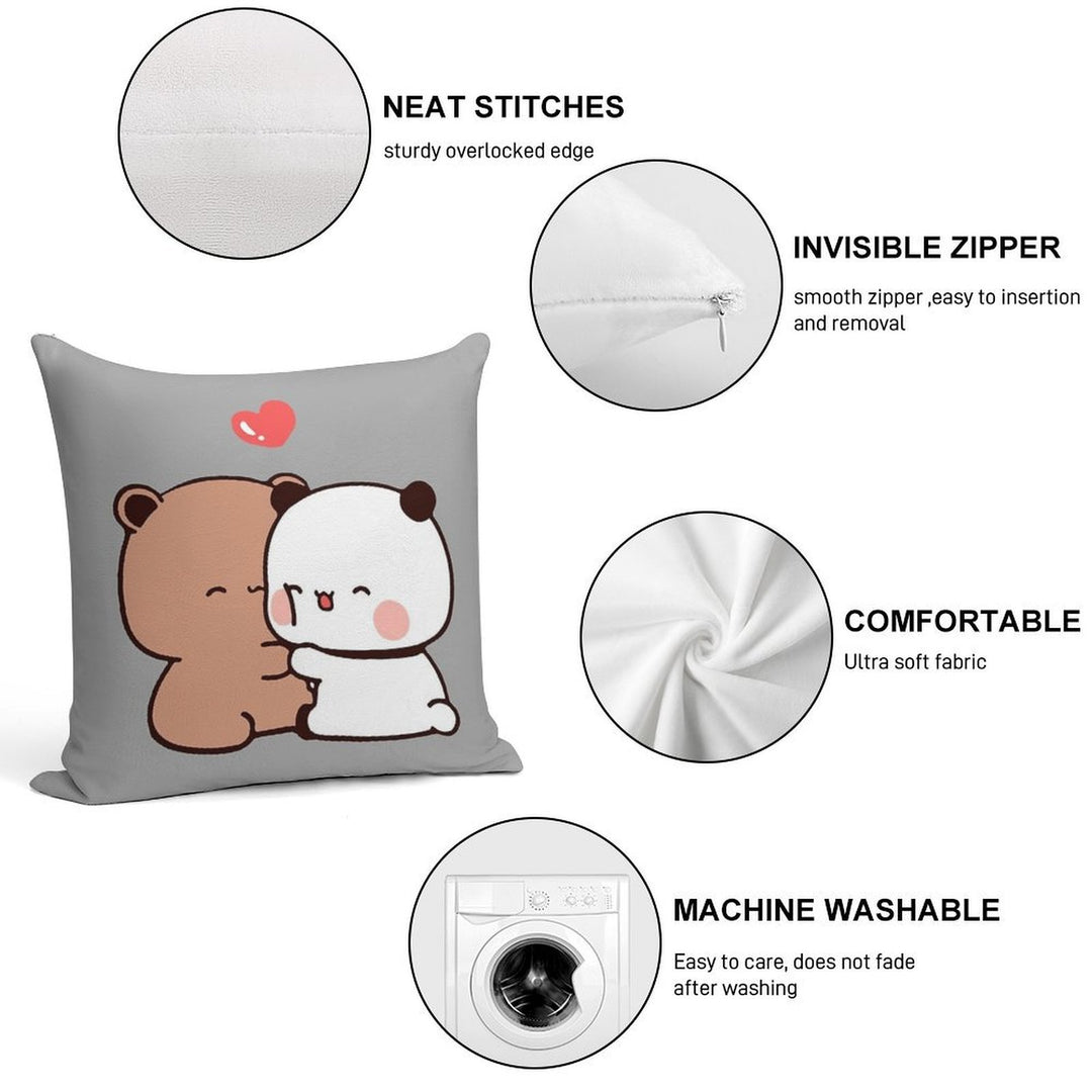 DuDu Bear And BuBu Panda Special Moment❤️ Soft Warmth Comfort Throw Pillow