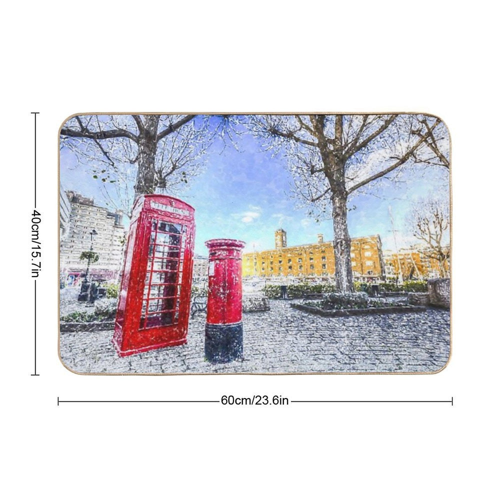 Post Box Phone Box London Art  Slip-Resistant Bath Mat