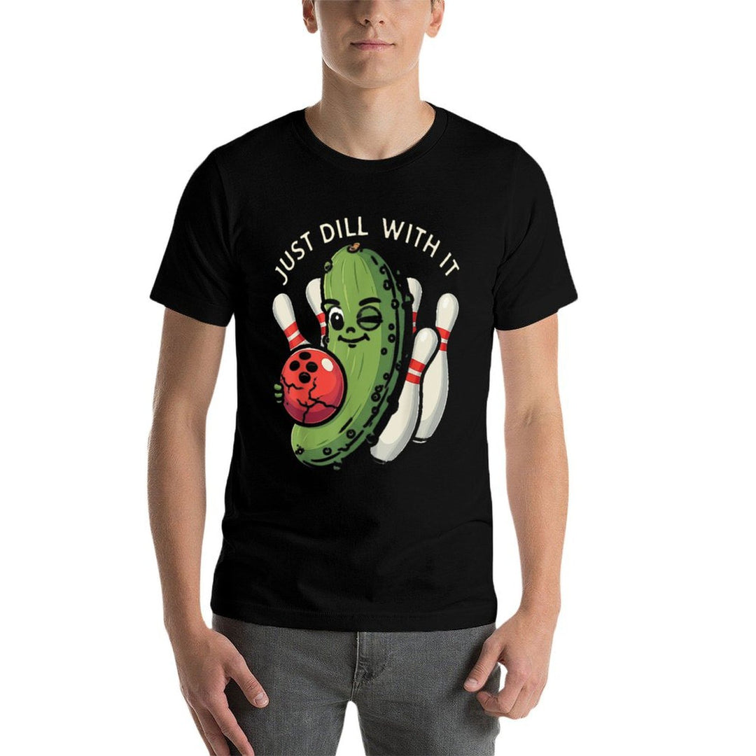 Just Dill With It Funny Pickle Bowling Ball Humor  Oversized Silhouette T-Shirt