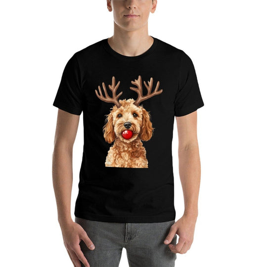 Doodle Dog Reindeer Red Nose Christmas Funny Pet  Vintage-inspired T-Shirt