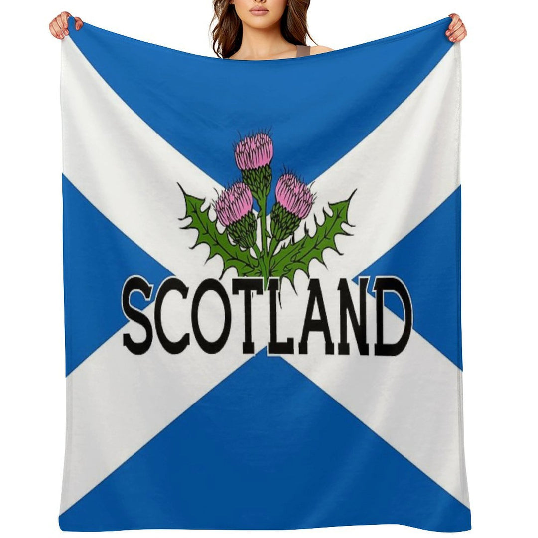 Scotland Saltire Flag - Scottish St Andrews Cross And Thistle, Scottish Pride Shrink-resistant Throw Blanket