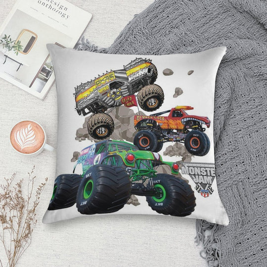 Monster Jam Trucks Soft Reinforced Edging Throw Pillow