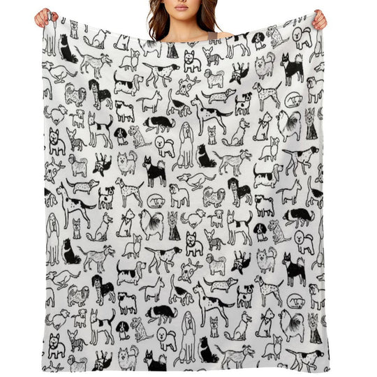 Black And White Dogs Pattern Eco-conscious Throw Blanket