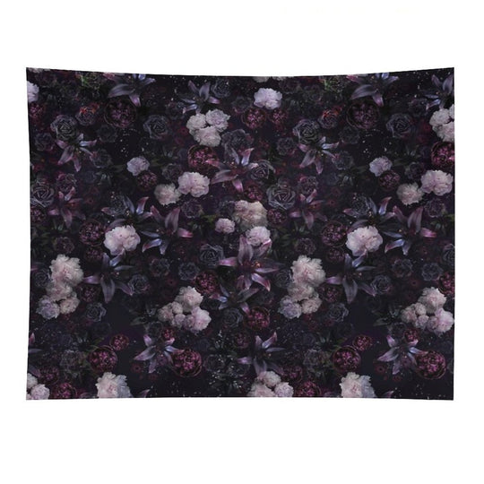 Midsummer Nights Dream #Dark Floral #Midnight #Black #Rose #Night Tapestry