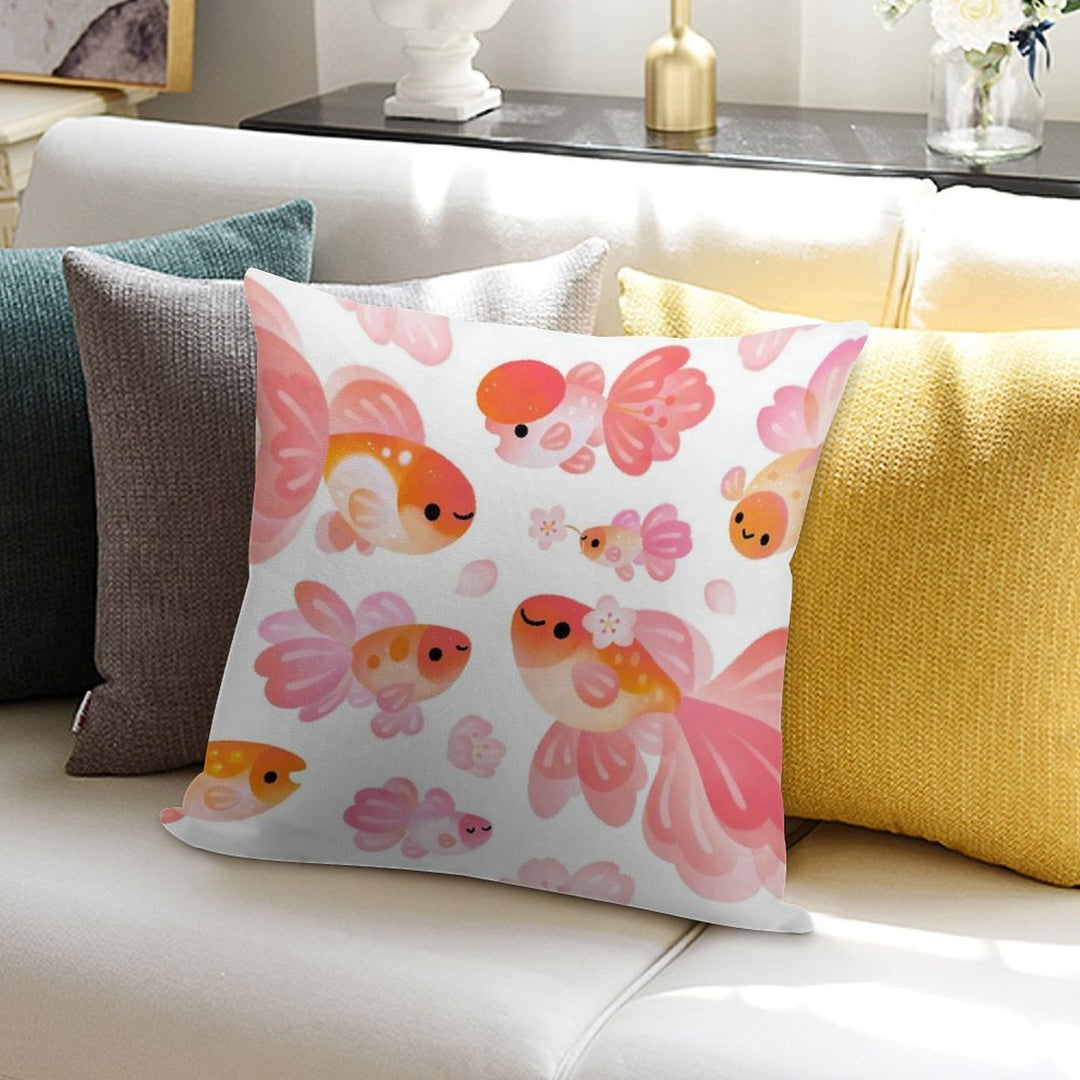 Cherry Blossom Goldfish 2 Soft Gift Ready Throw Pillow