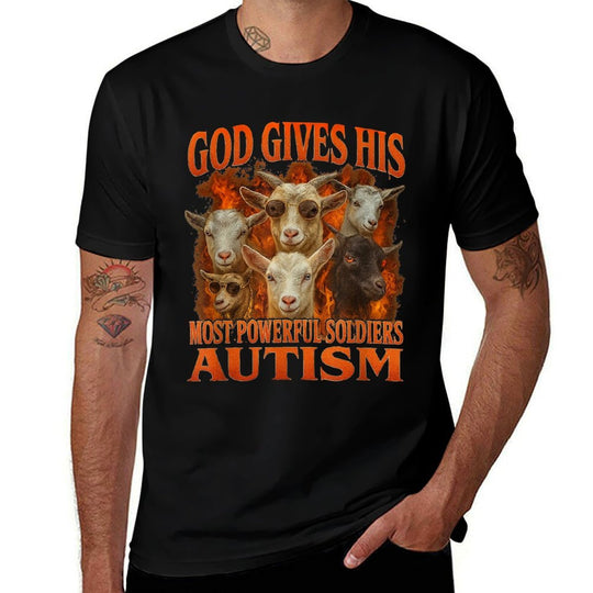 God Gives His Most Powerful Soldiers Autism Gen Z Meme Funny  Summer-ready Fabric T-Shirt