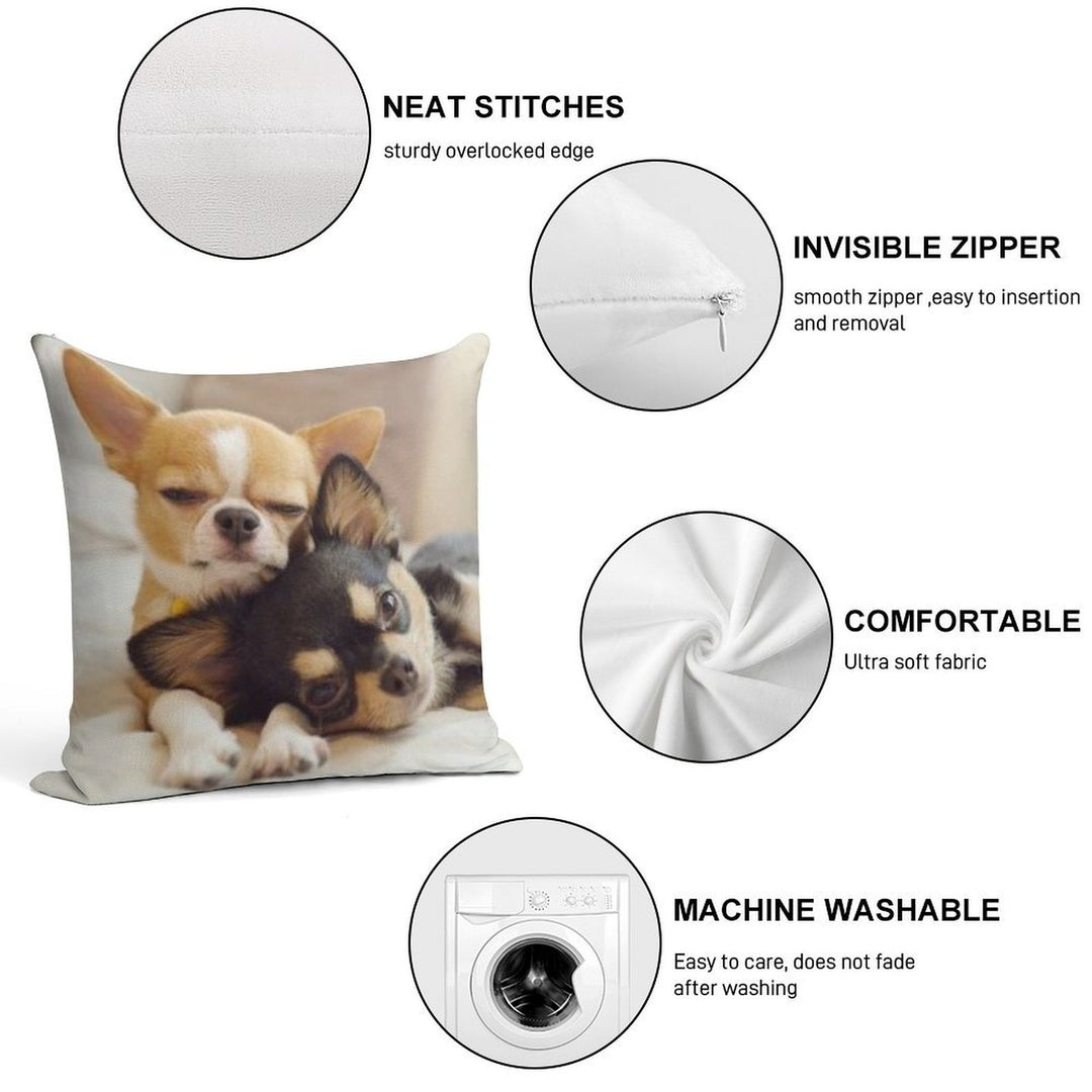 Two Cute Chihuahua Puppies Photograph Soft Easy Maintenance Throw Pillow