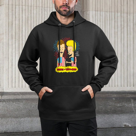 Beavis And Butthead - BB USA Flames Relaxed Fit Hoodie