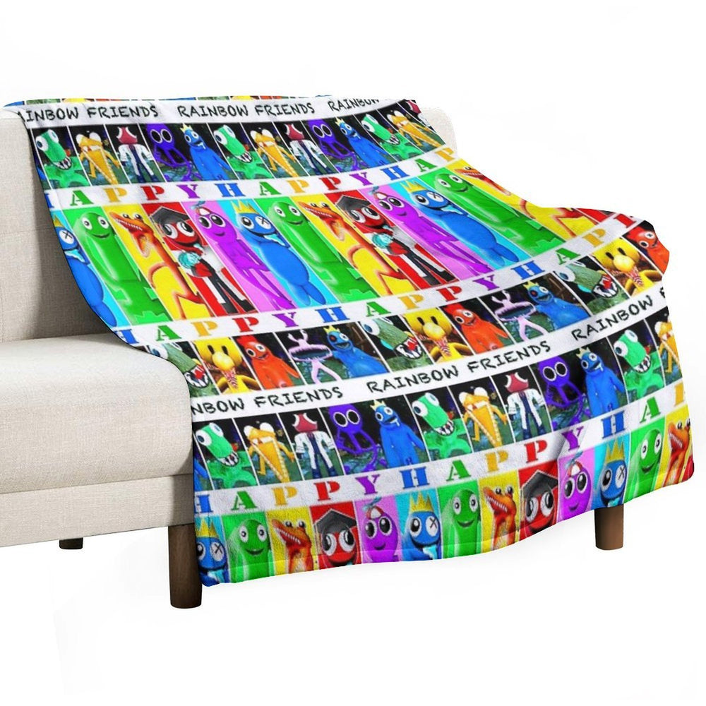 Rainbow Friends Happy Happy Velvety-soft Throw Blanket