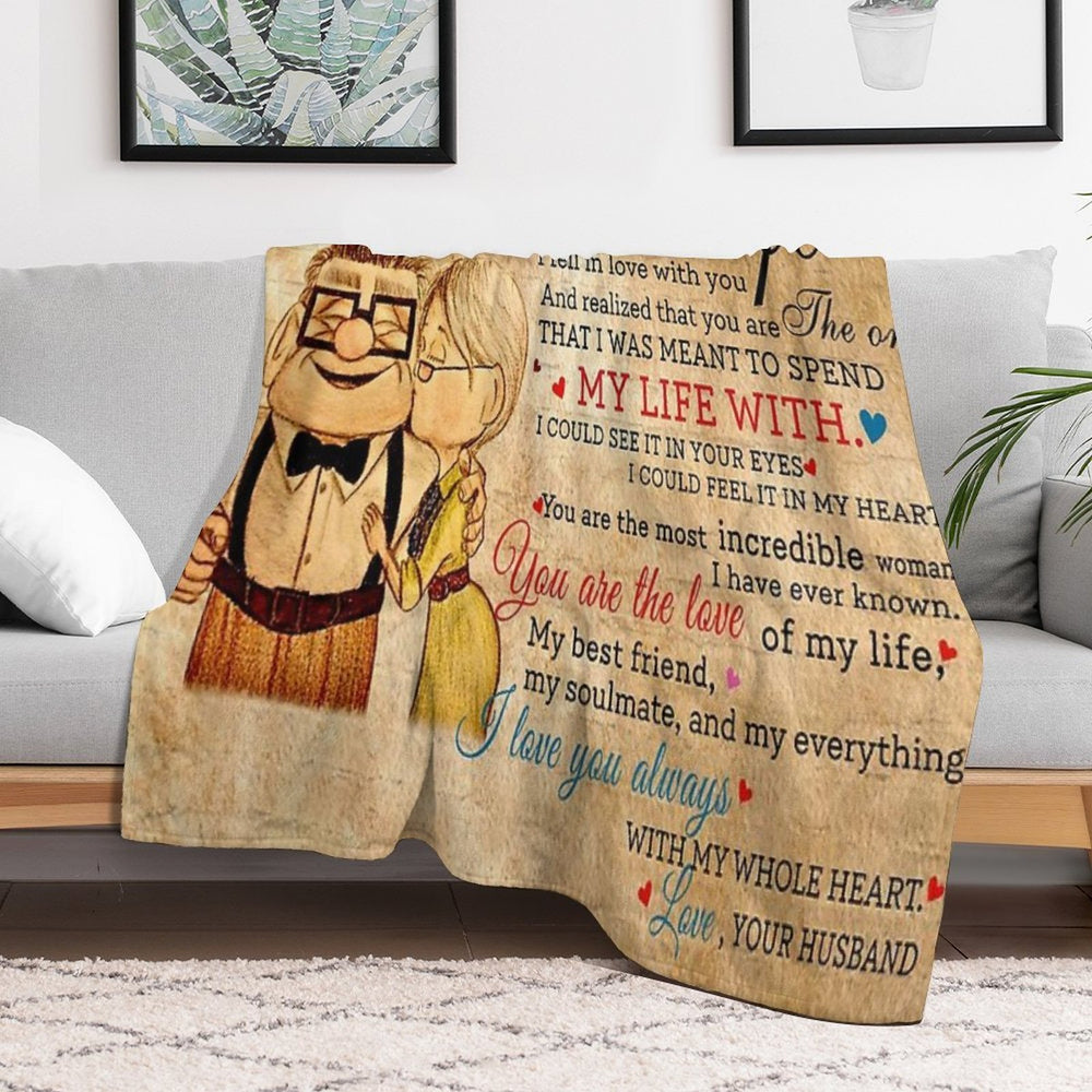 Carl And Ellie To My Wife I Love You Always With My Whole Heart, Valentines Gift For Wife Velvety-soft Throw Blanket