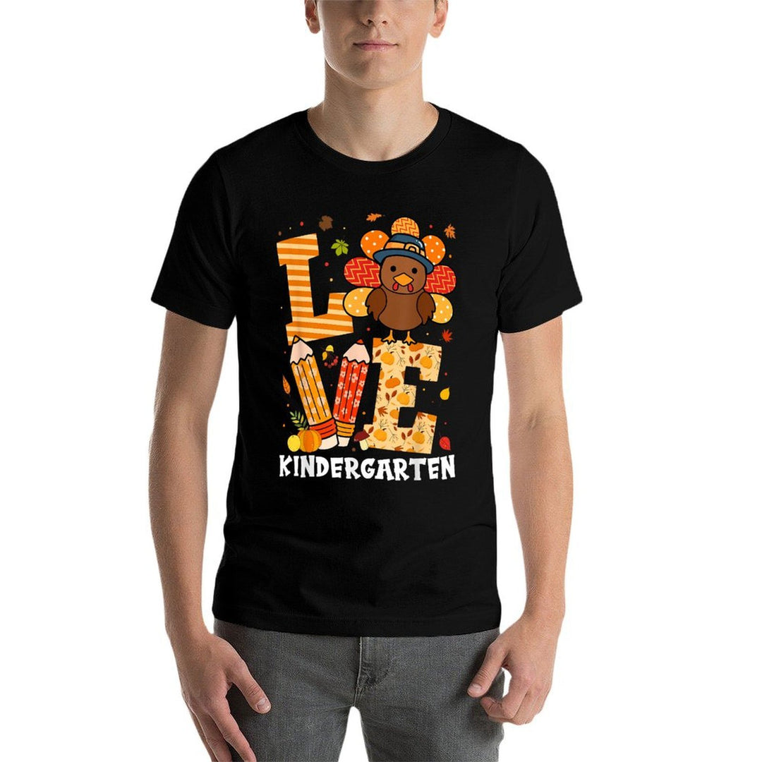 Thanksgiving Love Kindergarten Teacher Turkey Autumn Fall  Polyester Blend T-Shirt