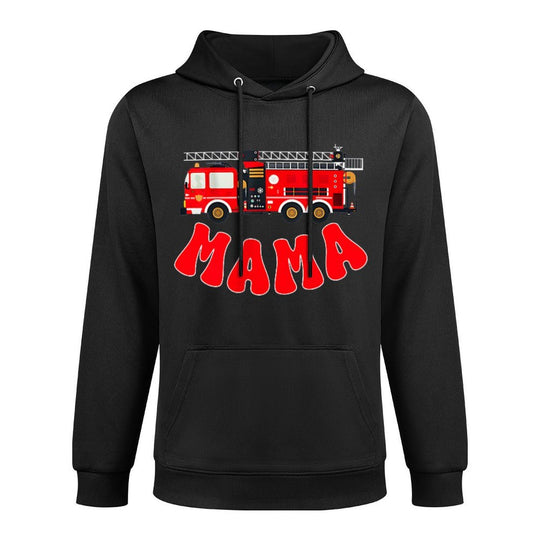 Mama Birthday Boy Fire Truck Firefighter First Birthday Mom Medium-Weight Fabric Hoodie