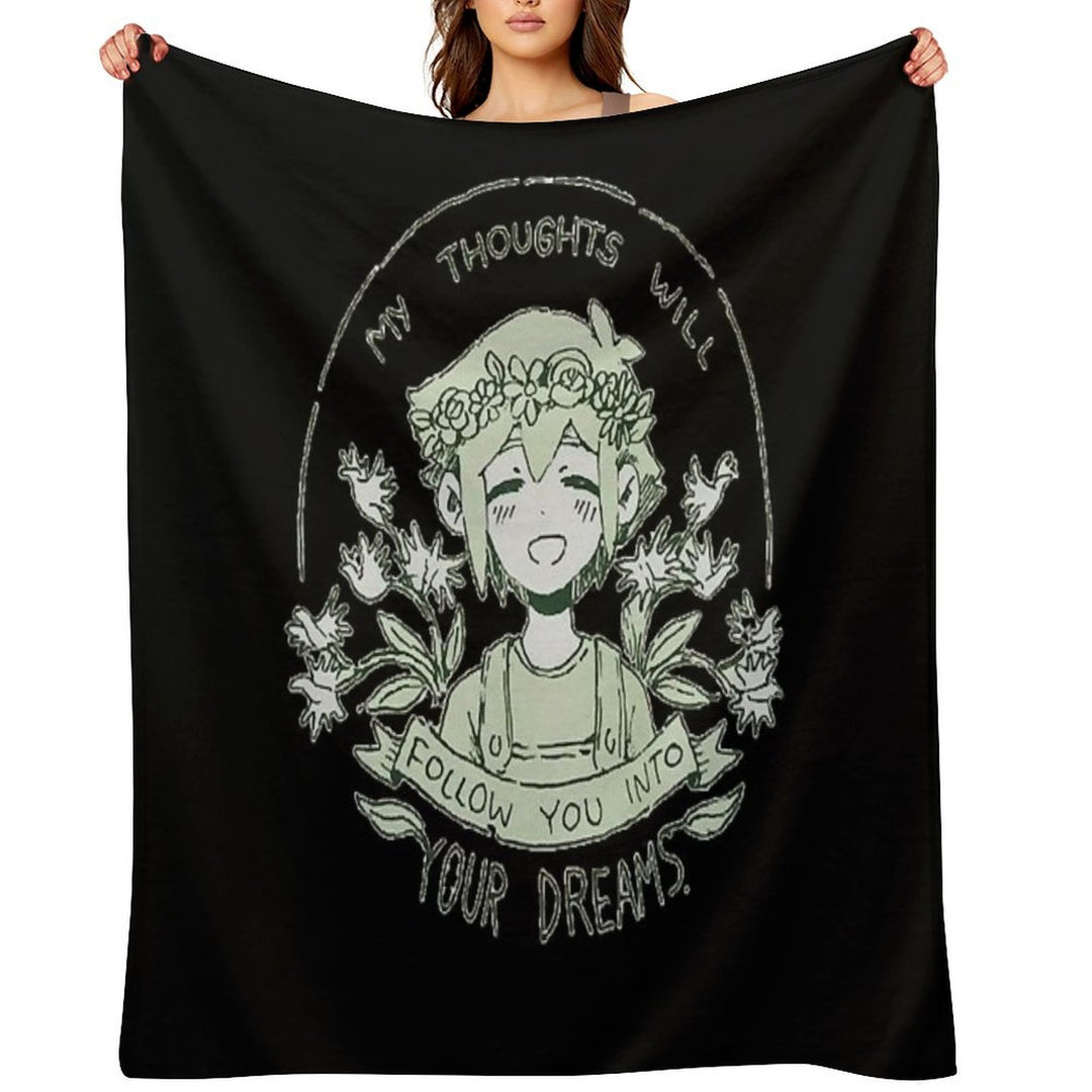 Omori My Thoughts Will Follow You Into Your Dreams Basil Travel-friendly Throw Blanket