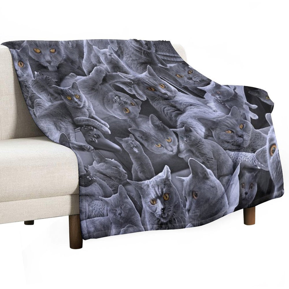 British Shorthair Cat Collage Anti-pilling Throw Blanket
