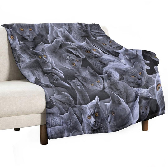 British Shorthair Cat Collage Anti-pilling Throw Blanket