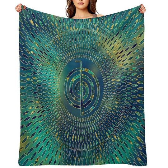 Reiki Cho Ku Rei - Gemstone And Gold Velvety-soft Throw Blanket