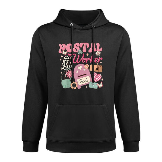 Funny Retro Postal Worker Post Office Delivery Mailman Life, Small, Black Colorfast Hoodie