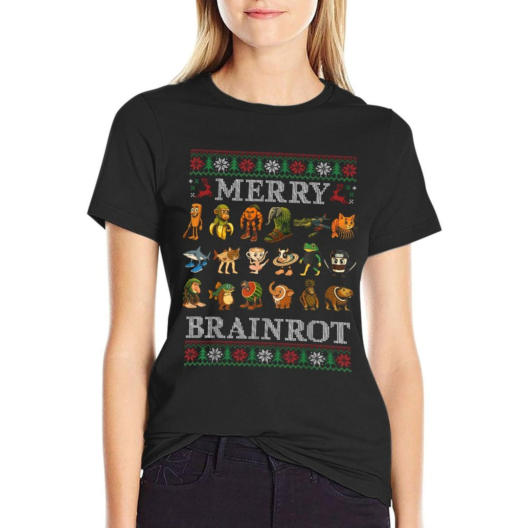 Merry Brainrot Ugly Christmas Sweater Funny Italian Brainrot  Odor-resistant T-Shirt