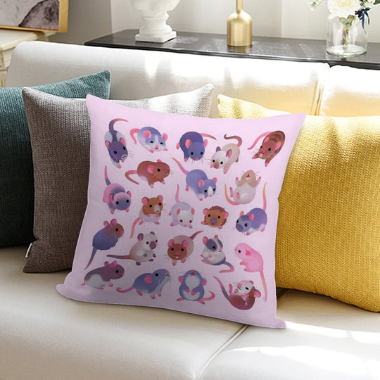 Fancy Rat - Pink Soft Anti-Pilling Throw Pillow
