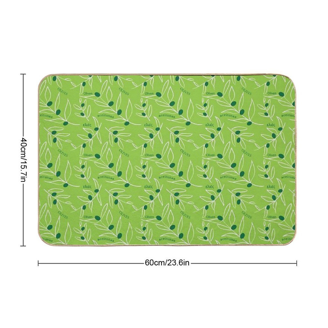 Green Olive Pattern  Pet-Safe Bath Mat