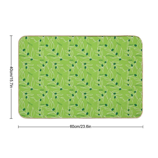 Green Olive Pattern  Pet-Safe Bath Mat
