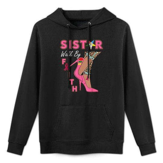 OES SiStar Leopard Walk By Faith Breast Cancer Awareness Moisture-Wicking Hoodie