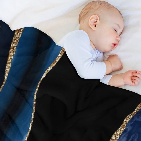 Abstract Blue And Gold Modern Geode Agate Design Multi-functional Throw Blanket