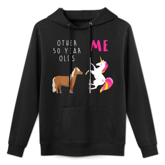 Womens Other 50 Year Olds Me Unicorn 50th Birthday Granny Mom Aunt Cotton-Polyester Blend Hoodie