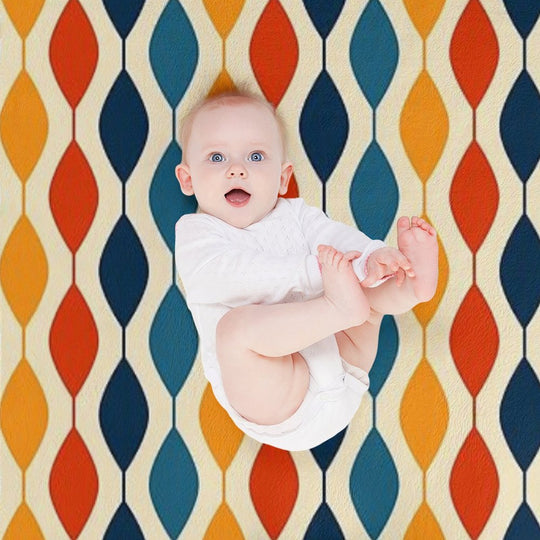 Retro 1970's Mid-Century Pattern Plush Throw Blanket