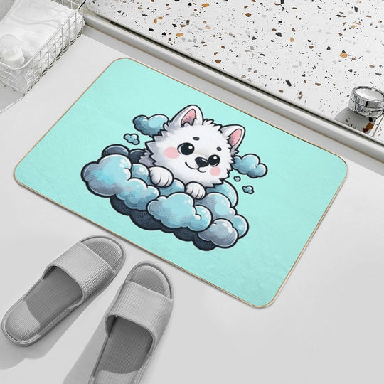 Cute Fluffy Cloud Pup  High-Traffic Bath Mat