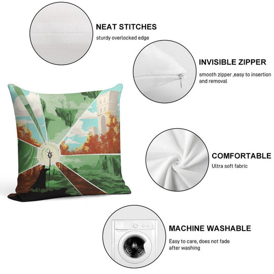 The World That Wakes And The World That Dreams Soft Short Plush Fabric Throw Pillow