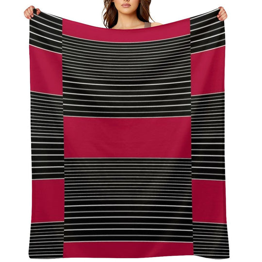 Striped Simple Red , Gray , White Pattern SPORTCLUB All-season Throw Blanket