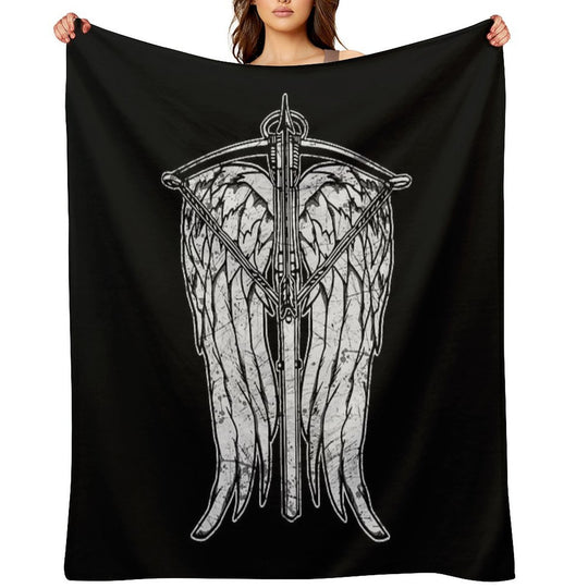 Angel Wings And Crossbow (Dirty) Durable Throw Blanket