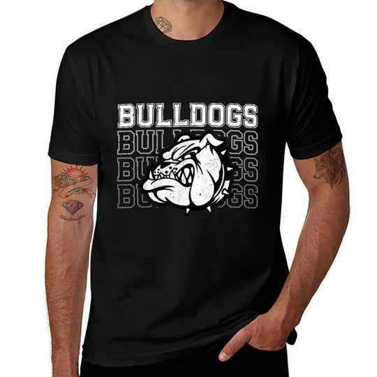 Bulldogs Mascot Team Spirit Vintage Sports Fan  Heathered Texture T-Shirt