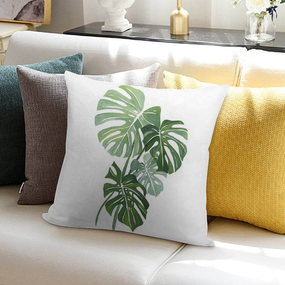 Monstera Leaves Soft Home Decor Throw Pillow