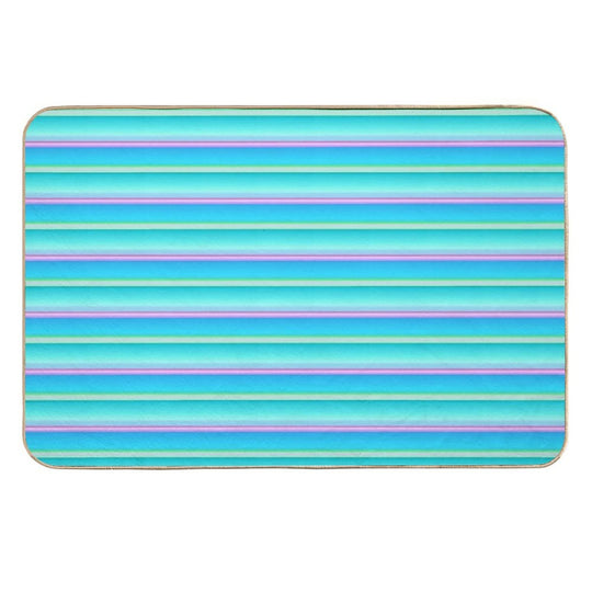 Blue Color Horizontal Striped  Ocean Color Horizontal Striped  Long-Lasting Bath Mat