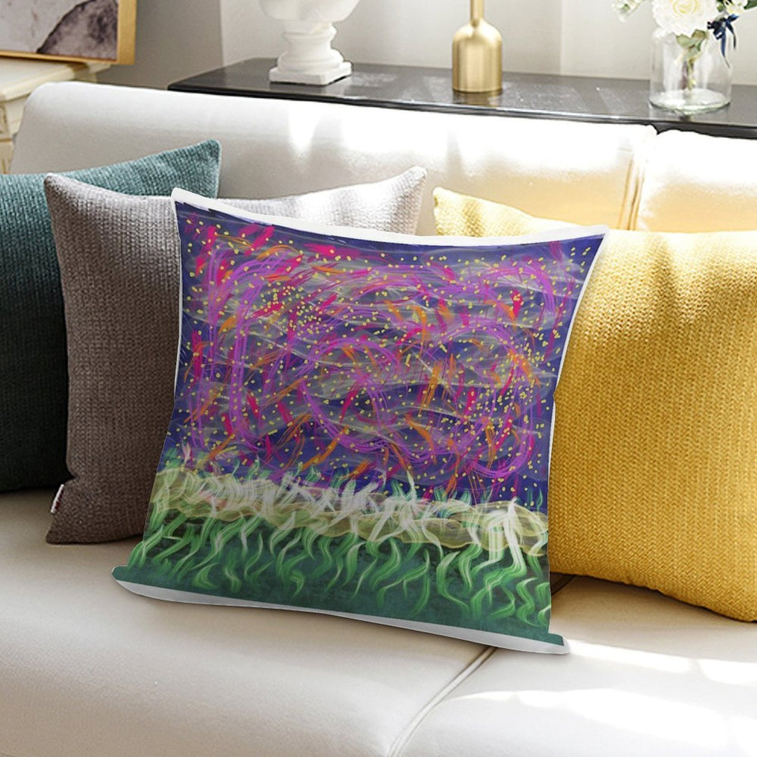 Electric Garden Beneath A Starry Storm Soft Style Accent Throw Pillow
