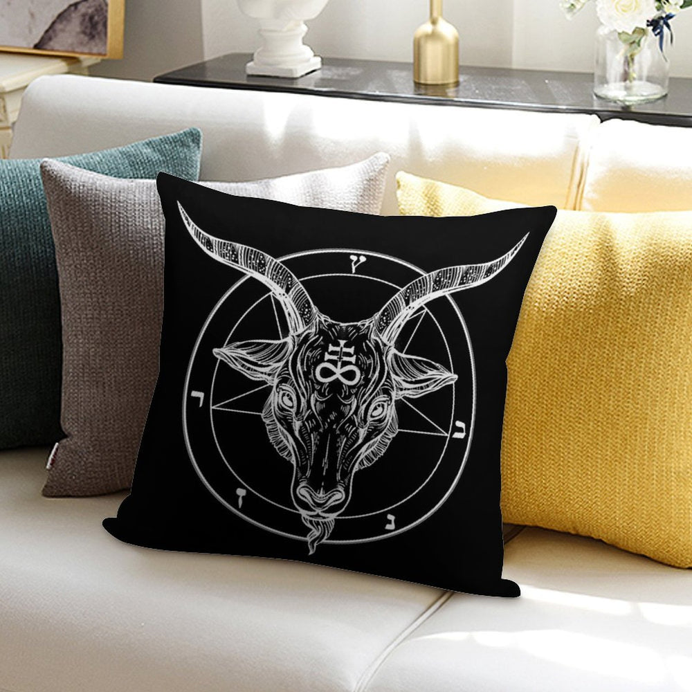 Baphomet Goat Head with Pentagram Occult Symbolism Or Satanist Symbols Soft Easy Maintenance Throw Pillow