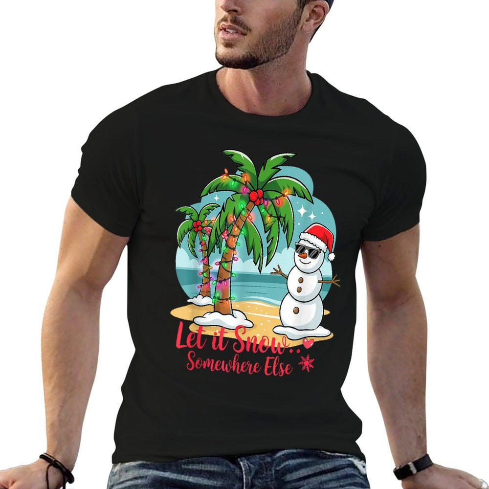 Let It Snow… Somewhere Else – Tropical Christmas Fun  Heathered Texture T-Shirt