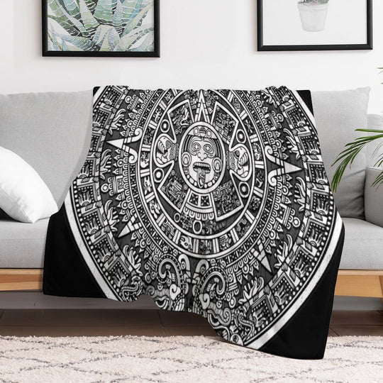 Aztec Calendar Plush Throw Blanket